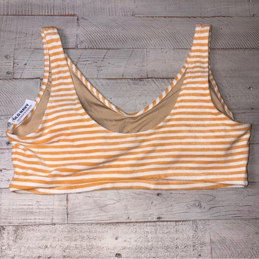 Old Navy Orange & Cream Striped Swim Top Beach Vacation V-Neck 3X & 4X - Picture 8 of 16